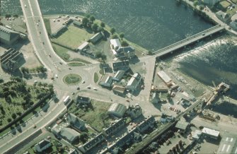 Aerial view of Inverness Railway bridge being re-built, Inverness, looking WSW.