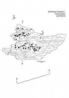 Scanned image of rock art panel sketch, from Scotland's Rock Art Project, Kilmichael Glassary 1, Kilmartin, Argyll and Bute