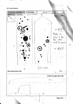 Scanned image of rock art panel sketch, Scotland's Rock Art Project, Glasvaar 7, Kilmartin, Argyll and Bute