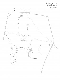 Scanned image of rock art location sketch, Scotland's Rock Art Project, Cairnholy 5 and 8, Dumfries and Galloway