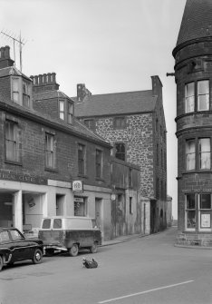 View of corner of Scotland's Close and Waggon Road, Bo'ness, from S.