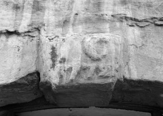 Detail of keystone dated 1779 on warehouse arch, Scotland's Close, Bo'ness.