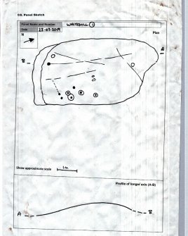 Scanned image of rock art panel sketch, from Scotland's Rock Art Project, Whitehill 1, East Dunbartonshire