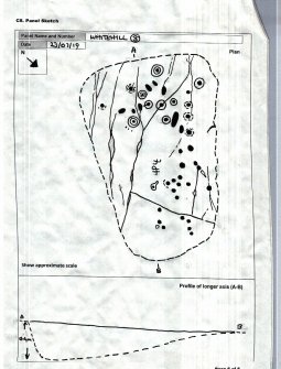 Scanned image of rock art panel sketch, from Scotland's Rock Art Project, Whitehill 3, East Dunbartonshire
