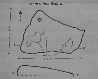 Scanned image of rock art panel sketch, Scotland's Rock Art Project, Tormain Hill 6, Edinburgh