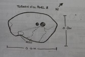 Scanned image of rock art panel sketch, Scotland's Rock Art Project, Tormain Hill 8, Edinburgh