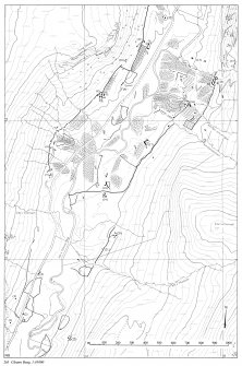 overlay plan and base map showing the distribution of sites in Gleann Beag. RCAHMS 1990, 265 (NE Perth)