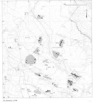 Overlay and base map showing distribution of sites in Drumdearg. NE Perth Inv 122