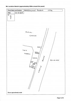 Scanned image of rock art location sketch, Scotland's Rock Art Project, Ardjachie Farm, Highland