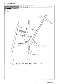 Scanned image of rock art location sketch, from Scotland's Rock Art Project, Balnafoich 2, Highland