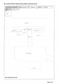 Scanned image of rock art location sketch, Scotland's Rock Art Project, Balnuarin of Clava Garden Wall, Highland