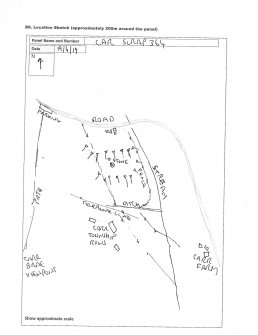 Scanned image of rock art location sketch, from Scotland's Rock Art Project, Carr, Highland