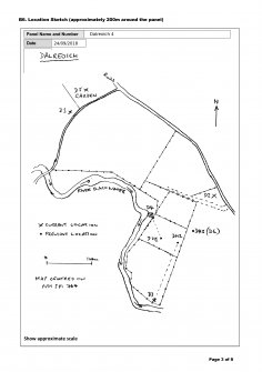 Scanned image of rock art location sketch, from Scotland's Rock Art Project, Dalreoich 4, Highland