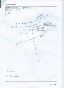 Scanned image of rock art location sketch, Scotland's Rock Art Project, Dalreoich 4, Highland