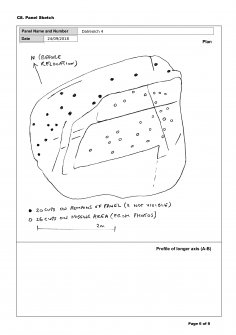 Scanned image of rock art panel sketch, from Scotland's Rock Art Project, Dalreoich 4, Highland