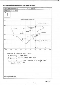 Scanned image of rock art location sketch, Scotland's Rock Art Project, Druim Mor 25, Highland