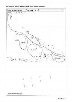 Scanned image of rock art location sketch, from Scotland's Rock Art Project, Fodderty 3, Highland