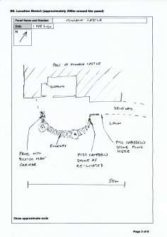 Scanned image of rock art panel sketch, Scotland's Rock Art Project, Moniack Castle and Balblair Stone, Highland