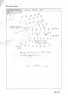 Scanned image of rock art location sketch, from Scotland's Rock Art Project, Rogie Farm 17, Highland