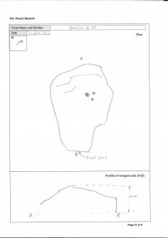 Scanned image of rock art panel sketch, from Scotland's Rock Art Project, Rogie Upper 39, Highland