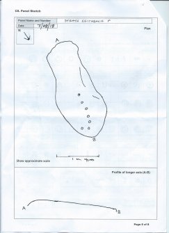 Scanned image of rock art panel sketch, Scotland's Rock Art Project, Strath Sgitheach Allt na Criche 6, Highland