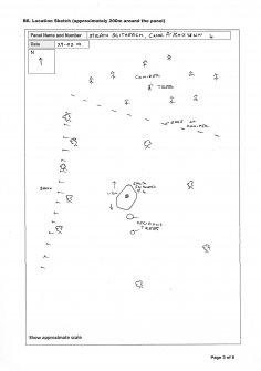 Scanned image of rock art location sketch, Scotland's Rock Art Project, Strath Sgitheach Cnoc A' Mhuilinn 4, Highland