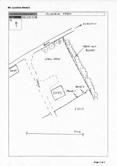 Scanned image of rock art location sketch, Scotland's Rock Art Project, Swordale Farm 1 and 2, Highland