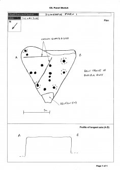 Scanned image of rock art panel sketch, Scotland's Rock Art Project, Swordale Farm 1, Highland