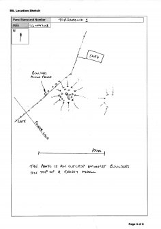 Scanned image of rock art location sketch, from Scotland's Rock Art Project, Tordarroch 1, Highland