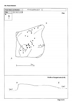 Scanned image of rock art panel sketch, from Scotland's Rock Art Project, Tordarroch 1, Highland