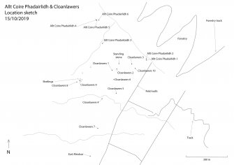 Scanned image of rock art location sketch, Scotland's Rock Art Project, Cloanlawers 2, Loch Tay, Perth and Kinross