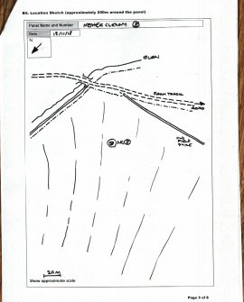 Scanned image of rock art location sketch, from Scotland's Rock Art Project, Nether Glenny 8, Stirling