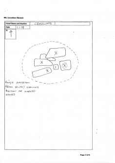 Scanned image of rock art location sketch, Scotland's Rock Art Project, Crosswood 1, West Lothian