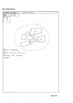 Scanned image of rock art location sketch, Scotland's Rock Art Project, Crosswood 5, West Lothian