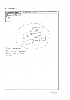 Scanned image of rock art location sketch, Scotland's Rock Art Project, Crosswood 4, West Lothian