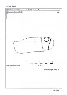 Scanned image of rock art panel sketch, Scotland's Rock Art Project, Crosswood 5, West Lothian