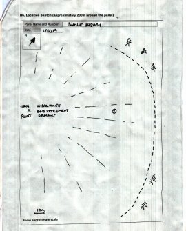 Scanned image of rock art location sketch, from Scotland's Rock Art project, North Uist, Buaile Risary, Ben Risary, Western Isles