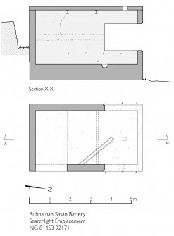 Plan and section of Searchlight Emplacement (NG 81453 92171)