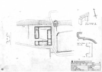 Loss Burn survey drawing: plan of farmstead; reconstruction drawing and details of fireplaces.