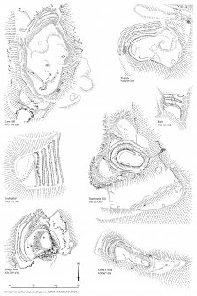 Publication drawing for reduction. Comparative plans of upstanding forts in SE Perth.