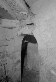 Interior view of Old Jerviston House, Motherwell, showing arched doorway.