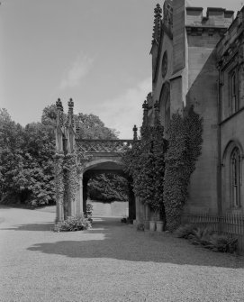 View of entrance porch from W, Cambusnethan Priory.