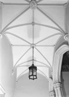 Interior view of Cambusnethan Priory showing detail of vaulting in hall.