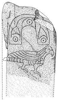 Scanned ink drawing: Strathpeffer Pictish symbol stone