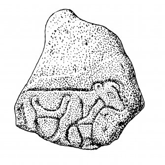 Scanned ink drawing of Kingsmills sculptured stone in Inverness Museum.