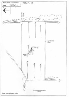 Scanned image of rock art location sketch, Scotland's Rock Art Project, Thorax 2, Aberdeenshire