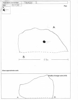 Scanned image of rock art panel sketch, Scotland's Rock Art Project, Thorax 2, Aberdeenshire