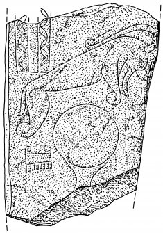 Scanned ink drawing of Collace Pictish symbol stone