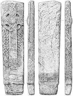 Scanned ink drawing of Crieff cross slab