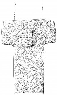 Scanned ink drawing of Dull sanctuary cross, now located at Weem Old Parish Kirk.  